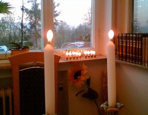 Hanukkah candles and Shabbath candles